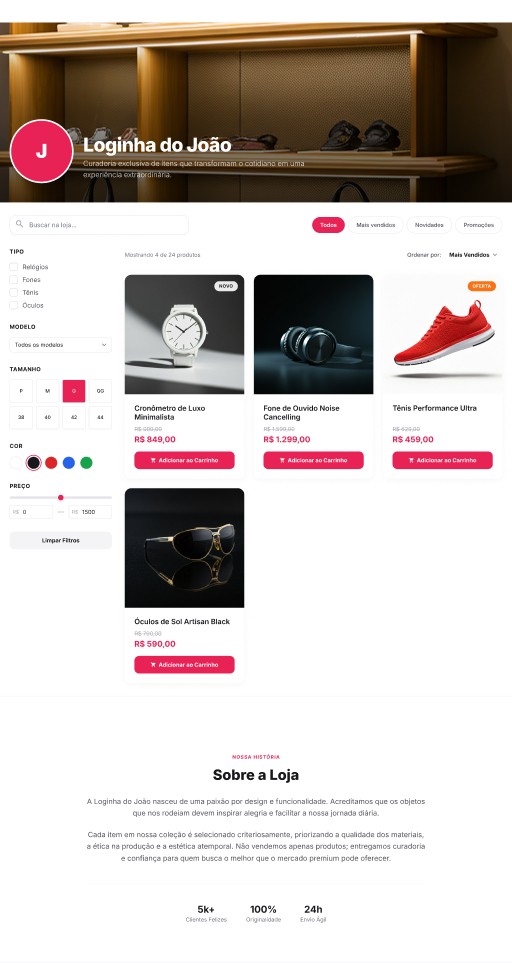 Mockup da loja corporativa Givo
